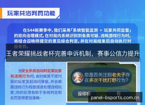 王者荣耀挑战者杯完善申诉机制，赛事公信力提升